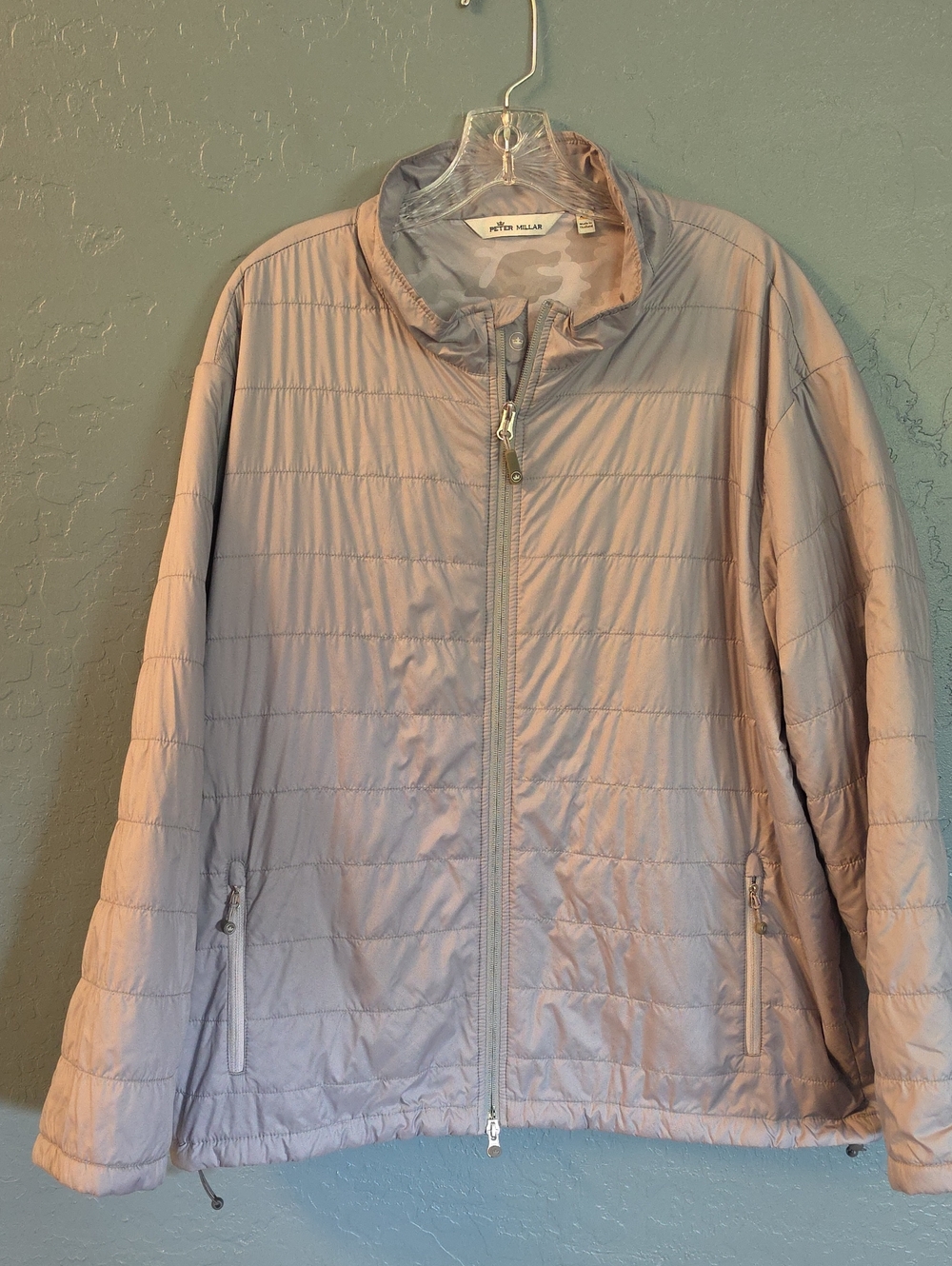 Peter Millar Men's Quilted Puffer Jacket - Grey With Camouflage Lining